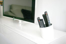 Tilt Remote Control Tidy Remote Holder and TV Remote Organizer (White/Grey)