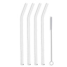 Glass Dharma Beautiful Bends 5 Piece Glass Drinking Straw Set with Cleaning Brush, 12mm