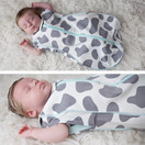 Woombie Grow with Me Baby Swaddle - Convertible Swaddle Fits Babies 0-9 Months - Expands to Wearable Blanket for Babies Up to 18 Months (Moo Gray)