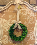 Preserved Boxwood Wreath W/Burlap Bow - 8"