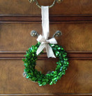 Preserved Boxwood Wreath W/Burlap Bow - 8"