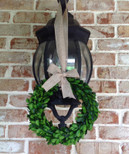 Preserved Boxwood Wreath W/Burlap Bow - 8"
