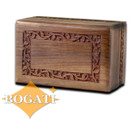 Bogati Hand Carved Rosewood Urn with Border Design - Adult by Bogati