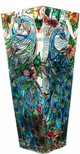 Amia Amia 10-Inch Tall Hand-Painted Glass Vase Featuring a Peacock Design