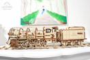 Ukrainian Bridge Ugears Locomotive with Tender Model, 3d Puzzle For Adults, Wooden Puzzle, Brain Teaser, Engineering Toys, Christmas Desk Gadget Game