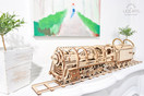 Ukrainian Bridge Ugears Locomotive with Tender Model, 3d Puzzle For Adults, Wooden Puzzle, Brain Teaser, Engineering Toys, Christmas Desk Gadget Game