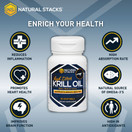 Natural Stacks Natural Stacks Cold Pressed Krill Oil - One bottle contains a 30-day supply - Promotes Heart Health, Relieves Joint Pain, and Improves Brain Function