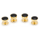 Ox and Bull Gold and Onyx Studs Only Novelty 1 x 1in