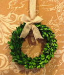 Flora Decor Preserved Boxwood Wreath W/Burlap Bow - 8"