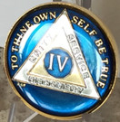 Bright Star Press 4 Year Midnight Blue AA Gold & Nickel Tri-Plated Medallion Chip with Serenity Prayer