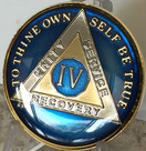 Bright Star Press 4 Year Midnight Blue AA Gold & Nickel Tri-Plated Medallion Chip with Serenity Prayer