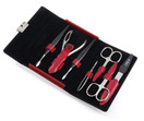 Niegeloh Diabolo L - 7 pcs Women's Manicure Travel Set in Red Leather Case