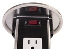 Lew Electric Lew Electric PUR15-S Round Countertop Pop Up 15 Amp Receptacles With USB Ports - Stainless Steel