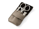 Cafe do Brazil Lungo 4 pc Stainless Manicure Set in Dark Taupe Leather Case by Niegeloh