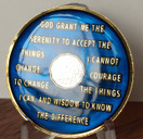 Bright Star Press 10 Year Midnight Blue AA Alcoholics Anonymous Medallion Chip Tri Plate Gold & Nickel Plated Serenity Prayer