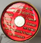 Bright Star Press 5 Year Mandarin Red Gold & Nickel Tri-Plate AA Alcoholics Anonymous Sobriety Medallion Chip Serenity Prayer