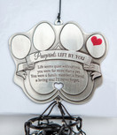 The Grandparent Gift Co. Pet Memorial Wind Chime - 12 Metal Casted Pawprint Wind Chime - A Beautiful Remembrance Gift For a Grieving Pet Owner- Includes Pawprints Left By You Poem Card.