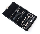 Women's Manicure Set in Black Leather Case. Made by Niegeloh in Solingen, Germany