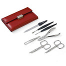 Diabolo L - 7 pcs Women's Manicure Travel Set in Red Leather Case