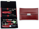 Diabolo L - 7 pcs Women's Manicure Travel Set in Red Leather Case