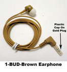 1-BUD-B Brown Earphone w/ Heavy-Duty Cord