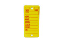 Poly Key Tag, Yellow, 250 per Box with Rings and Pens