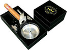 H&H The Compact Cigar Ashtray with Cigar Cutter and Punch - Ebony - (4.75 x 4.75 x 2.8)