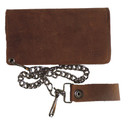 Leather Biker Billfold Chain 8" Wallet Distressed Brown