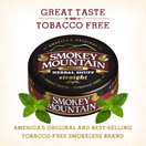 Smokey Mountain Snuff, 5 Cans - Straight - Tobacco Free, Nicotine Free 1oz