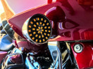 Black Out Amber LED Turn Signal Running Light Insert Harley Bullet 1... Smoke Lens touring dyna softail sportster street road electra glide