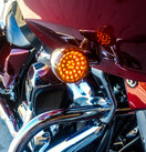 Black Out Amber LED Turn Signal Running Light Insert Harley Bullet 1... Smoke Lens touring dyna softail sportster street road electra glide
