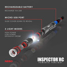 Rechargeable Pen Light Flashlight 360-Lumens: NEBO Inspector Rechargeable Flashlights features FLEX Power, meaning it can be operated by the included rechargeable battery or by 2x AAA batteries