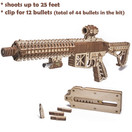 Wood Trick Assault Rifle Gun Model Kit for Adults and Kids - with Telescoping Butt, Fuse, Sight and Clip for 12 Rounds - Very Detailed Construction - 23x8â - 3D Wooden Puzzle - 14+