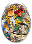 Amia 6433 Large Oval Suncatcher with Songbird Design, 6-1/2-Inch W by 9-Inch L, Hand-painted Glass