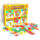 GeoToys — 6 GeoPuzzles Set in One Box — Educational Kid Toys for Boys and Girls, 50+ Piece Geography Jigsaw Puzzles, Jumbo Size Kids Puzzles — Ages 4 and up