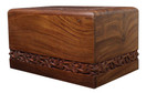 Bogati - Hand Carved Rosewood Urn with Edge Design, Rosewood, XL