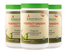 BodyHealth Perfect Greens Formula (30 Svgs) 100% Organic Superfood, 23 Whole Foods (Wheat Grass, Spirulina, etc) Antioxidant, Probiotic, Detox, Gluten Free, Energy Juice Supplement, Apple Flavor