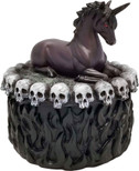 DWK - Mystic Jewels - Collectible Black Unicorn Keepsake Box -Black Unicorn Trinket Box - Unicorn Stash Box - Home Décor Accent, 5-inch