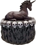 DWK - Mystic Jewels - Collectible Black Unicorn Keepsake Box -Black Unicorn Trinket Box - Unicorn Stash Box - Home Décor Accent, 5-inch