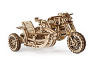 UGEARS Motorcycle with Sidecar 3D Puzzles - UGR-10 Motorcycle Scrambler Wooden Model Kits for Adults to Build - Retro Design Sidecar Motorbike Model Kit with Rubber Band Motor - Model Building Kit