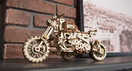 UGEARS Motorcycle with Sidecar 3D Puzzles - UGR-10 Motorcycle Scrambler Wooden Model Kits for Adults to Build - Retro Design Sidecar Motorbike Model Kit with Rubber Band Motor - Model Building Kit