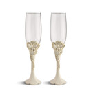 Fashioncraft Wedding Reception Cake Topper Centerpiece with Knife and Server Set 2549 and Toasting Flute Glasses 2509 (Vintage Double Heart)