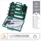 Outdoor Edge Game Processor, 12-Piece Field to Freezer Hunting & Game Processing Knife Set with Caping Knife, Gut-Hook Skinner, Boning/Fillet Knife, Butcher Knife, Wood/Bone Saw, Shears, and More