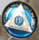 Bright Star Press 4 Year Midnight Blue AA Gold & Nickel Tri-Plated Medallion Chip with Serenity Prayer 1oz