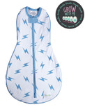 Woombie Grow with Me Baby Swaddle, Convertible Swaddle Fits Babies 0-9 Months - Expands to Wearable Blanket for Babies up to 18 Months, Blue Bolt