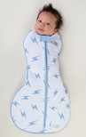 Woombie Grow with Me Baby Swaddle, Convertible Swaddle Fits Babies 0-9 Months - Expands to Wearable Blanket for Babies up to 18 Months, Blue Bolt