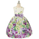 Kid's Dream Lavender Flower Print Sash Easter Dress Size 8