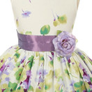 Kid's Dream Lavender Flower Print Sash Easter Dress Size 8