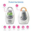 VTech DM221 Audio Baby Monitor with up to 1,000 ft of Range, Vibrating Sound-Alert, Talk Back Intercom & Night Light Loop, White/Silver