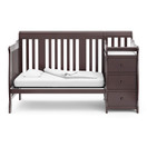 Storkcraft Portofino 4-in-1 Fixed Side Convertible Crib and Changer, Espresso, Easily Converts to Toddler Bed Day Bed or Full Bed, Three Position Adjustable Height Mattress (Mattress Not Included)